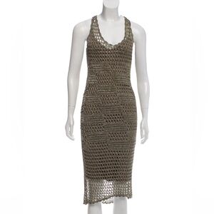 Alice + Olivia metallic midi dress with plunge neck